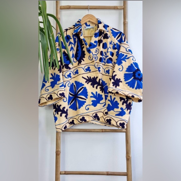 SOLD! Suzani Hand Embroidered Unisex Bolero Short Jacket - Picture 1 of 9